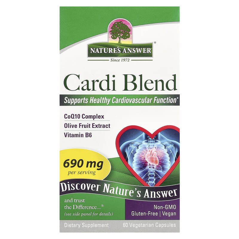 Viên uống tim mạch Cardi Blend 60 viên chay Nature's Answer 10 nature s answer cardi blend 60 vegetarian capsules 134441 083000165382