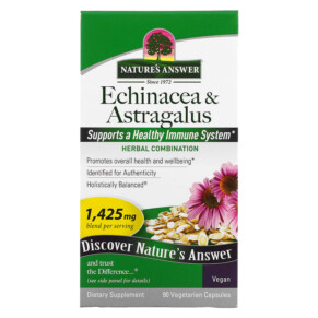 Thực phẩm bổ sung Nature's Answer Echinacea & Astragalus 475 mg 90 Vegetarian Capsules 083000160479