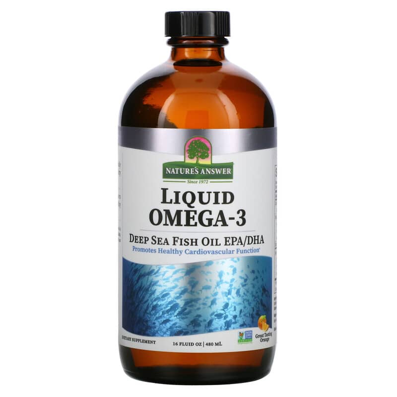 Dầu cá sâu Nature's Answer Omega-3 lỏng EPA/DHA vị cam 480 ml 10 nature s answer liquid omega 3 deep sea fish oil epa dha orange 16 fl oz 480 ml 7908 083000261374