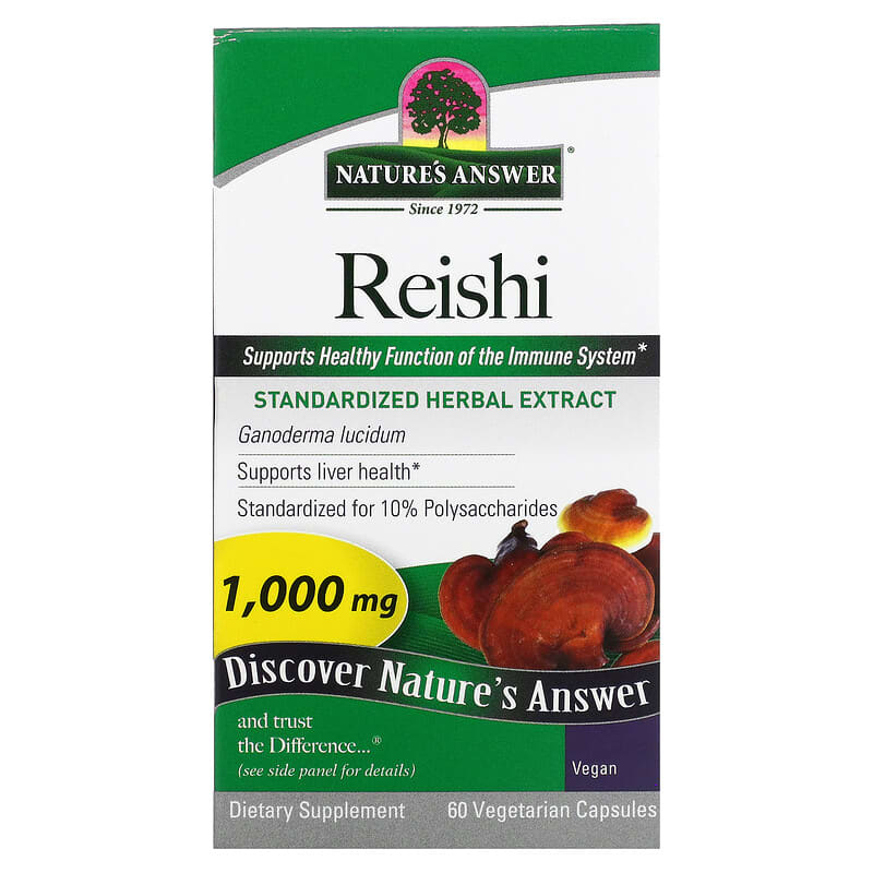 Viên uống nấm Reishi 500 mg 60 viên thực vật của Nature's Answer 10 nature s answer reishi 500 mg 60 vegetarian capsules 8141 083000164255