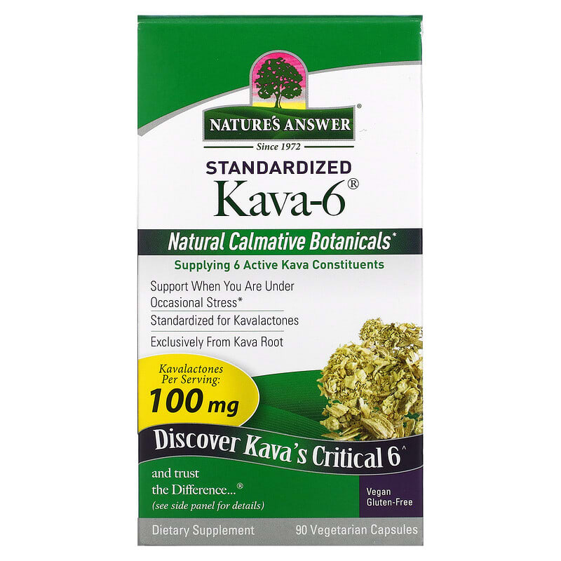 Viên uống Kava-6 chuẩn hóa 90 viên thực vật của Nature's Answer 10 nature s answer standardized kava 6 90 vegetarian capsules 61481 083000164057