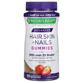 Thực phẩm bổ sung Nature's Bounty Advanced Hair Skin & Nails Gummies Strawberry 80 Gummies 074312007101