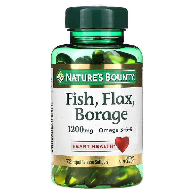 Viên uống Nature's Bounty Fish Flax Borage 1200 mg 72 viên mềm giải phóng nhanh 10 nature s bounty fish flax borage 1 200 mg 72 rapid release softgels 32295 074312101519