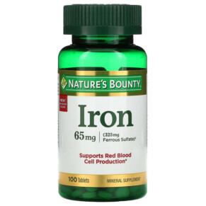 Thực phẩm bổ sung Nature's Bounty Iron 65 mg 100 Tablets 074312413834