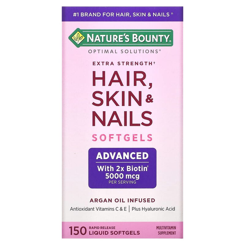 Viên uống Nature's Bounty Optimal Solutions Extra Strength Hair Skin & Nails 150 viên mềm giải phóng nhanh hỗ trợ tóc, da & móng chắc khỏe. 10 nature s bounty optimal solutions extra strength hair skin nails 150 rapid release liquid softgels 59921 074312357107