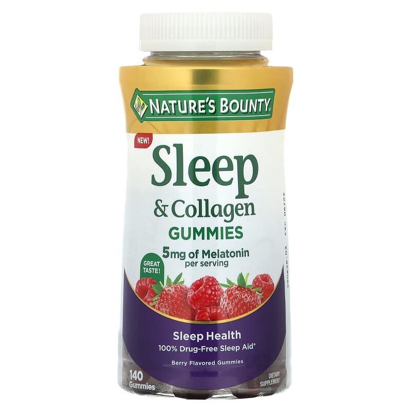 Viên nhai ngủ và collagen Nature's Bounty vị berry 5 mg 140 viên 10 nature s bounty sleep collagen gummies berry 5 mg 140 gummies 2 5 mg per gummy 127863 074312012570