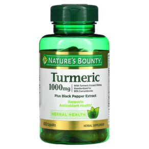 Thực phẩm bổ sung Nature's Bounty Turmeric Plus Black Pepper Extract 1.000 mg 60 Capsules 074312803673
