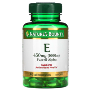 Thực phẩm bổ sung Nature's Bounty Vitamin E Pure Dl-Alpha 450 mg (1.000 IU) 60 Rapid Release Softgels 074312017995