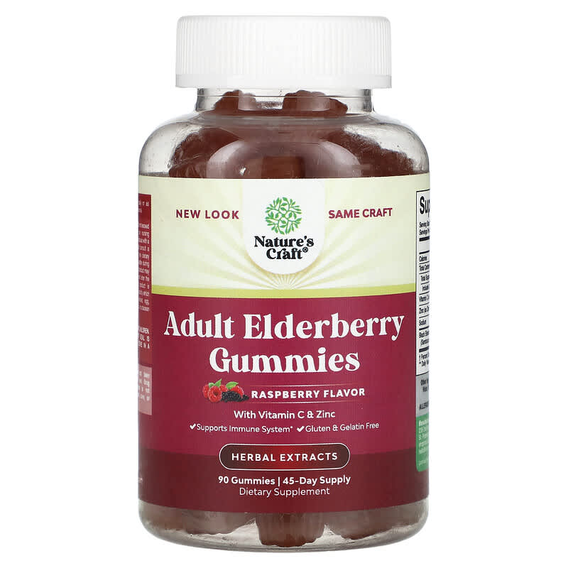 Viên nhai Elderberry cho người lớn Nature's Craft với Vitamin C và Kẽm vị Mâm xôi 90 viên 10 nature s craft adult elderberry gummies with vitamin c zinc raspberry 90 gummies 133417 793611599512