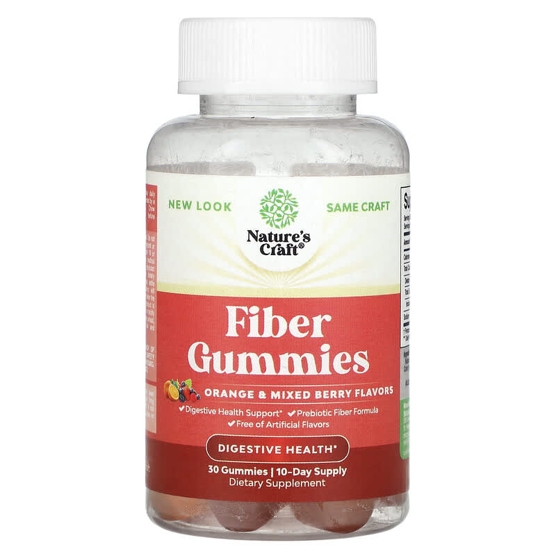 Viên nhai chất xơ tự nhiên Nature's Craft hương cam và hỗn hợp berry, 30 viên 10 nature s craft fiber gummies orange mixed berry 30 gummies 133411 850047947840