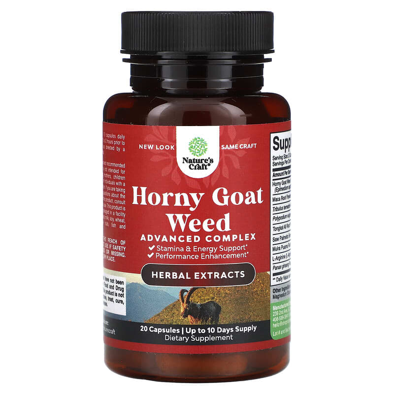 Nature's Craft, Horny Goat Weed, Advanced Complex, 20 viên 850050639046