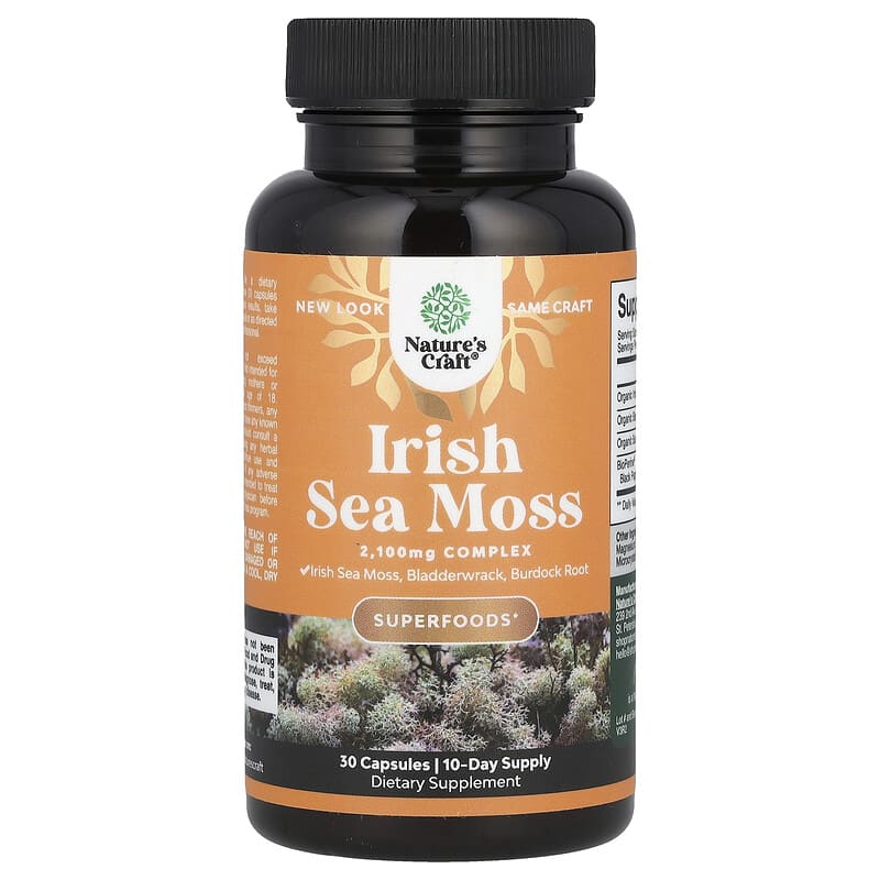 Nature's Craft, Irish Sea Moss, 2.100 mg, 30 viên (700 mg/viên) 850050639152