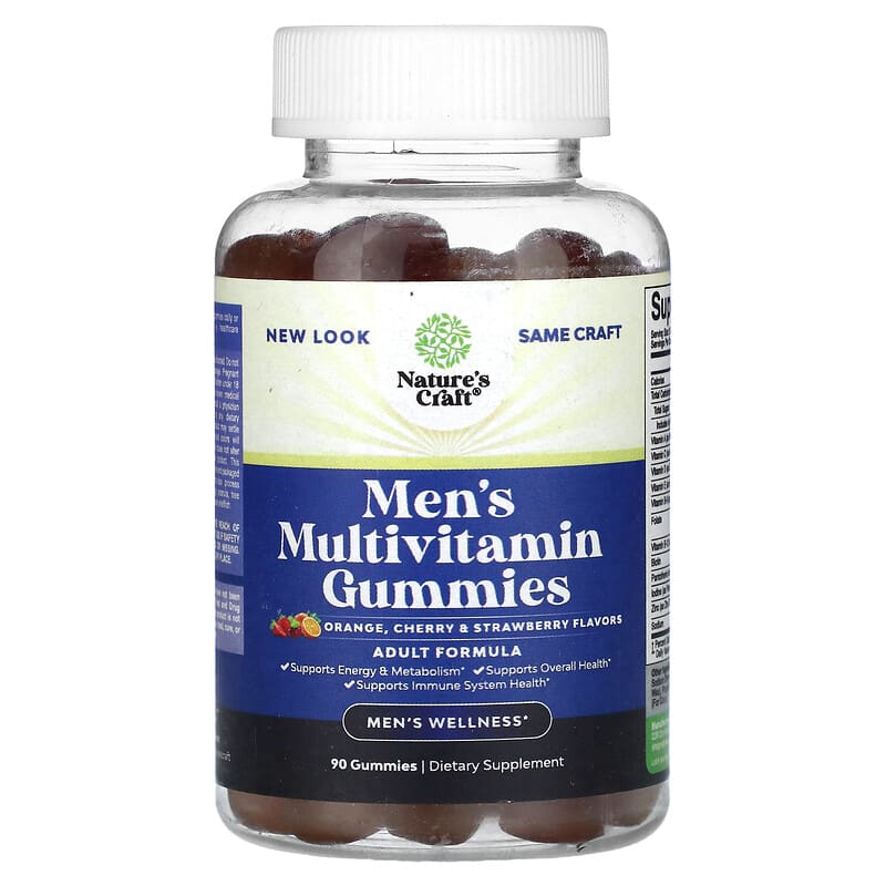 Nature's Craft, Men's Multivitamin Gummies, Orange, Cherry & Strawberry, 90 viên nhai 850019770711