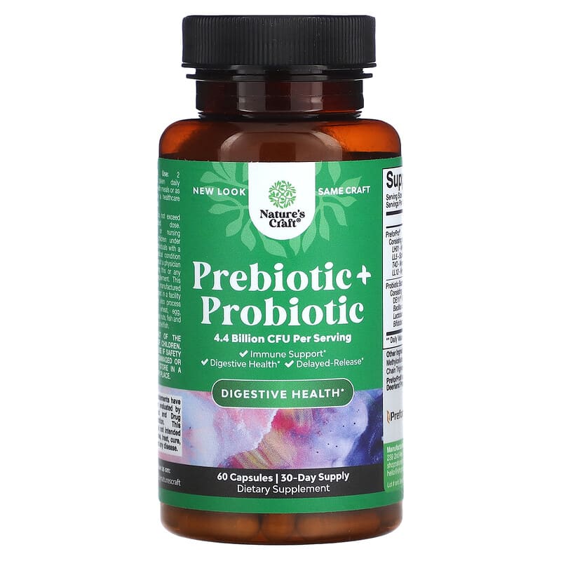 Nature's Craft, Prebiotic + Probiotic, 2,2 tỷ CFU, 60 viên 793611599826