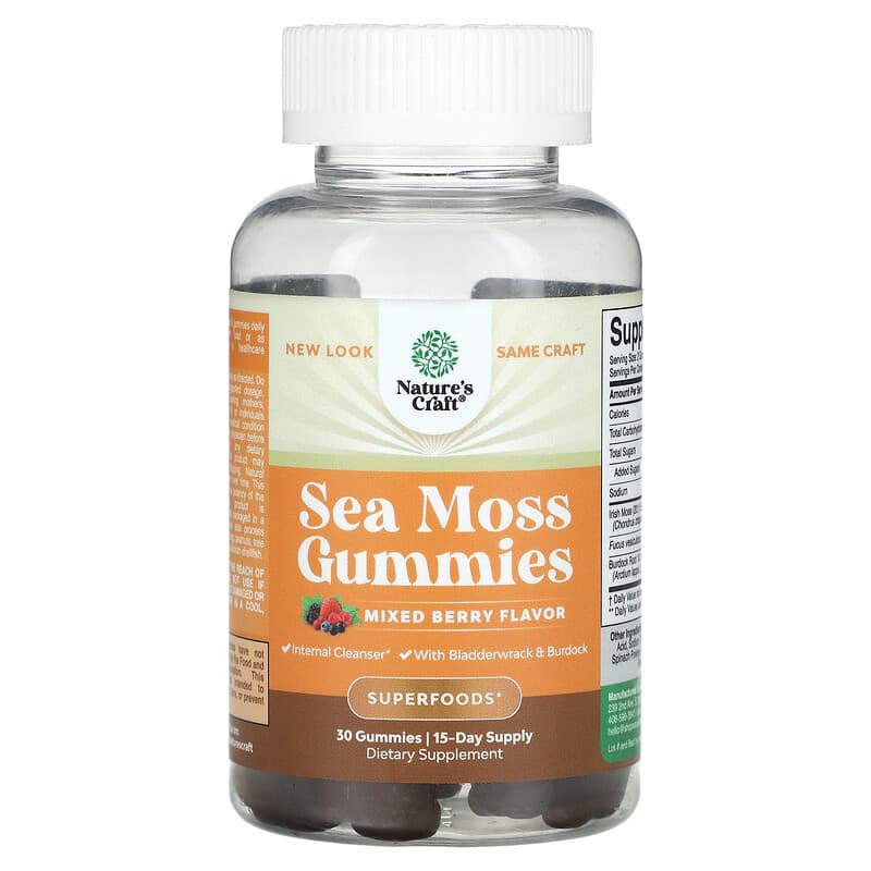 Viên ngậm tảo biển Nature's Craft vị berry hỗn hợp 30 viên 10 nature s craft sea moss gummies mixed berry 30 gummies 133403 850047947925