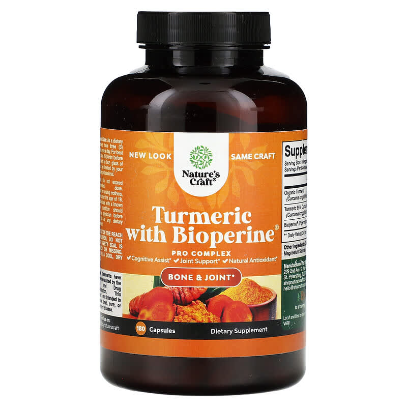 Viên uống nghệ Nature's Craft có BioPerine 180 viên 10 nature s craft turmeric with bioperine 180 capsules 133382 850034386539