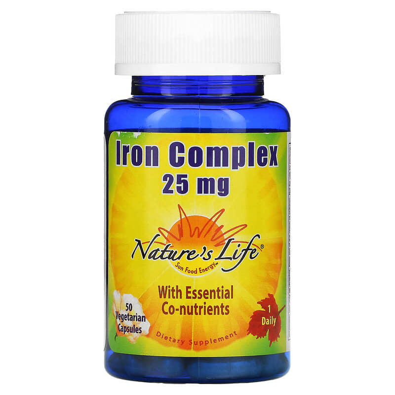 Viên sắt Nature's Life Iron Complex 25 mg 50 viên thực vật 10 nature s life iron complex 25 mg 50 vegetarian capsules 24041 040647002265