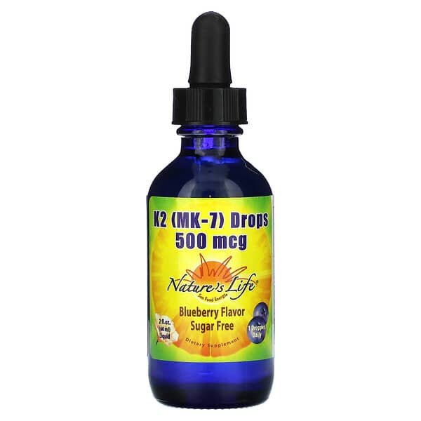 Nature's Life K2 MK-7 Drops Blueberry 500 mcg 2 fl oz 60 ml 040647993716