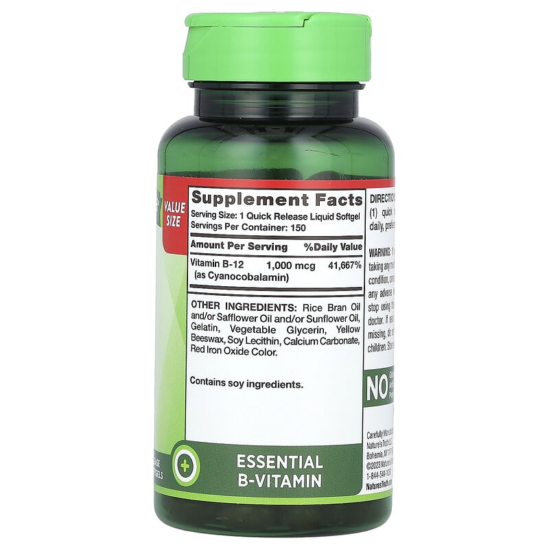 Viên ngậm B-12 hấp thụ tự nhiên Nature's Truth 1000 mcg 150 viên nhanh giải phóng 9 Viên ngậm B-12 hấp thụ tự nhiên Nature's Truth 1000 mcg 150 viên nhanh giải phóng 840093122247