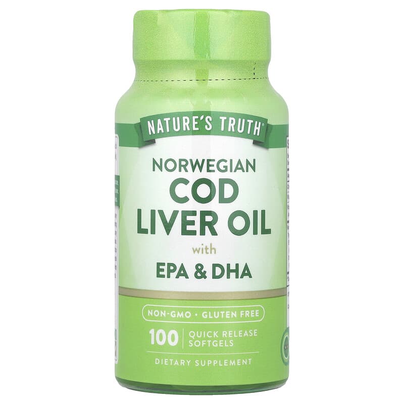 Nature's Truth, Norwegian Cod Liver Oil with EPA & DHA, 100 Quick Release Softgels 840093101495
