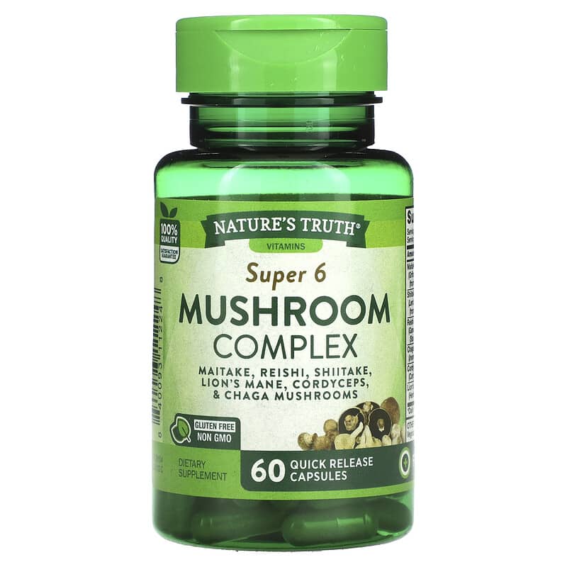 Viên uống bổ sung nấm Super 6 Mushroom Complex 60 viên nhanh tan của Nature's Truth 10 nature s truth super 6 mushroom complex 60 quick release capsules 113453 840093112248