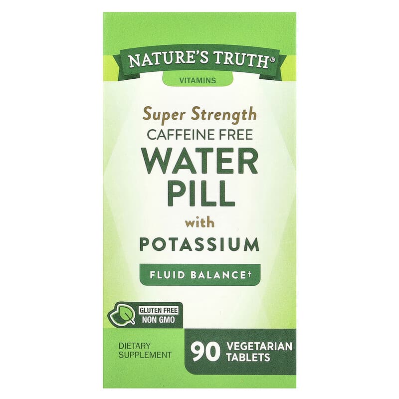 Nature's Truth, Super Strength Water Pill with Potassium, Caffeine Free, 90 viên 840093109095