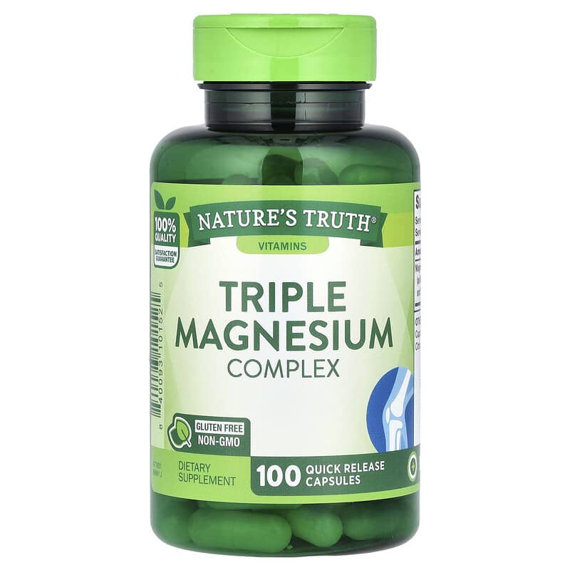 Thực phẩm chức năng Nature's Truth Triple Magnesium Complex 100 viên nang tan nhanh 10 nature s truth triple magnesium complex 100 quick release capsules 141878 840093101525