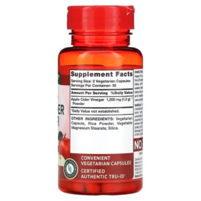 Giấm táo Nature's Truth Triple Strength 600 mg 60 viên nang chay 3 Thành phần vi chất của Nature's Truth Triple Strength Apple Cider Vinegar 600 mg 60 Vegetarian Capsules 840093111494