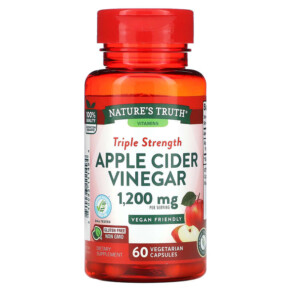 Thực phẩm bổ sung Nature's Truth Triple Strength Apple Cider Vinegar 600 mg 60 Vegetarian Capsules 840093111494