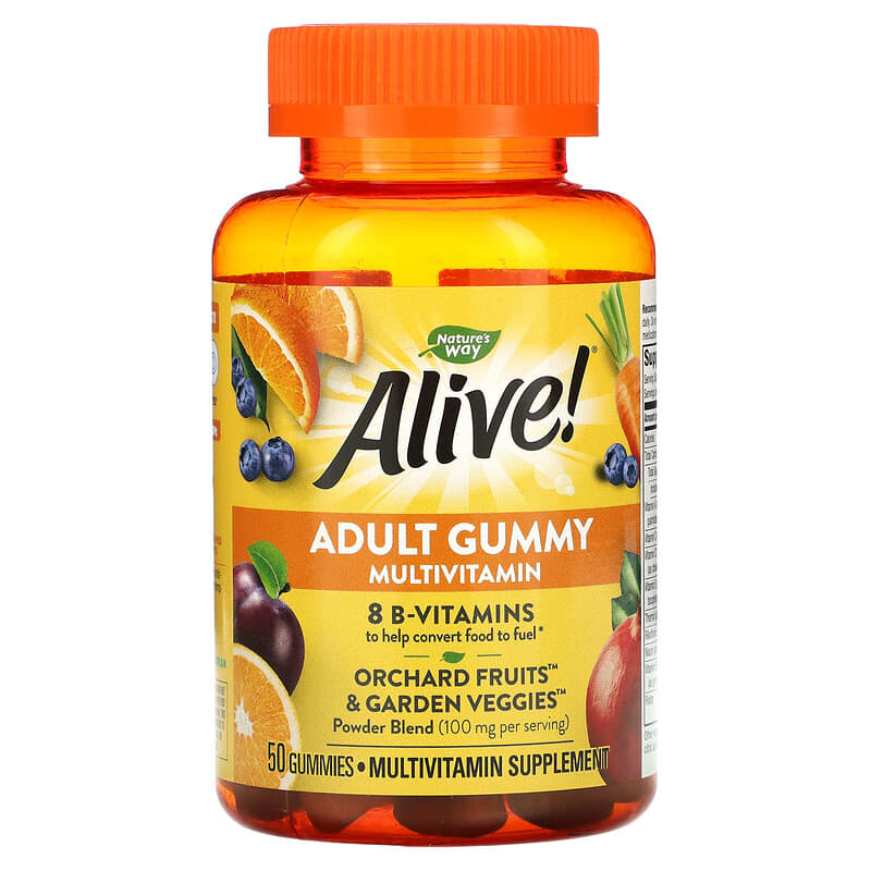 Viên uống đa vitamin dẻo cho người lớn Nature's Way Alive! Hương trái cây 50 viên gummies 10 nature s way alive adult gummy multivitamin delicious fruit 50 gummies 86736 033674157879