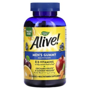 Thực phẩm bổ sung Nature's Way Alive! Men's Gummy Multivitamin Delicious Fruit Flavors 150 Gummies 033674140666