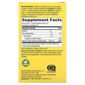 Bột pha chế nước uống Vitamin C Nature's Way Alive! 4.23 oz (120 g) 3 Thành phần vi chất của Nature's Way Alive! Vitamin C Drink Mix Powder 4.23 oz (120 g) 033674151433