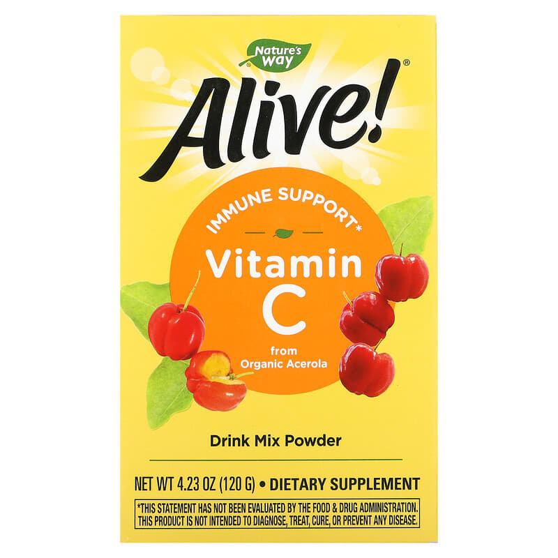 Bột pha chế nước uống Vitamin C Nature's Way Alive! 4.23 oz (120 g) 10 nature s way alive vitamin c drink mix powder 4 23 oz 120 g 15056 033674151433