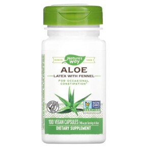 Thực phẩm bổ sung Nature's Way Aloe Latex with Fennel 140 mg 100 Vegan Capsules 033674101506
