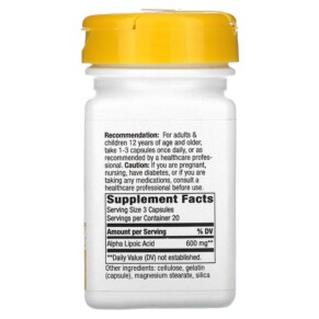 Viên uống Nature's Way Alpha Lipoic Acid 600 mg 60 viên nang 3 Thành phần vi chất của Nature's Way Alpha Lipoic Acid 600 mg 60 Capsules 033674451816