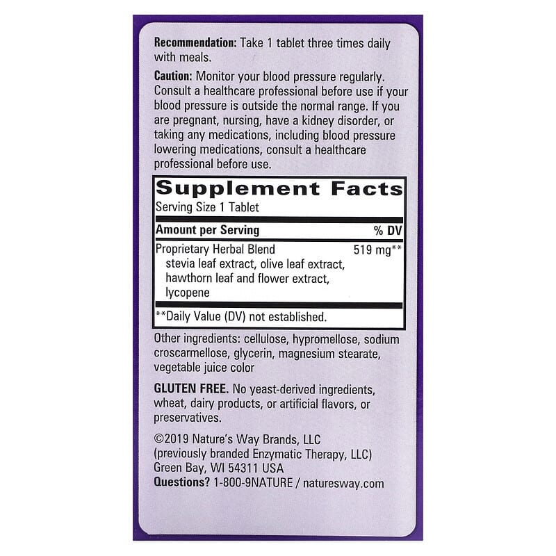 Viên uống quản lý huyết áp Nature's Way BP Manager 90 viên 2 Thành phần vi chất của Nature's Way BP Manager 90 Tablets 763948028696