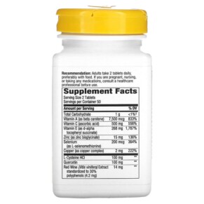 Thành phần vi chất của Nature's Way Cell Formula 100 Tablets 033674451410