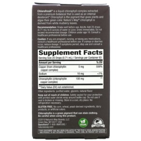 Giọt diệp lục Nature's Way Chlorofresh hương bạc hà 59 ml 3 Thành phần vi chất của Nature's Way Chlorofresh Chlorophyll Drops Mint 2 fl oz (59 ml) 033674100080