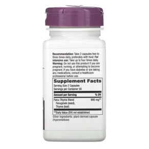 Viên uống thiên nhiên Fenu-Thyme 450 mg 100 viên thực vật của Nature's Way 3 Thành phần vi chất của Nature's Way Fenu-Thyme 450 mg 100 Vegan Capsules 033674003503