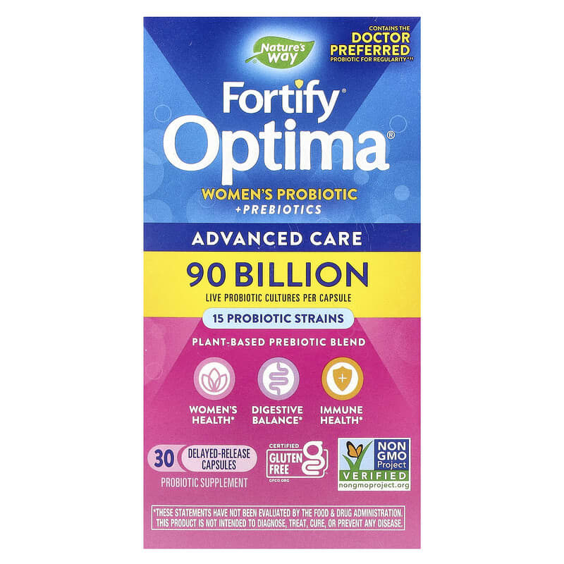 Nature's Way Fortify Optima Probiotic Nữ Kèm Prebiotic Chăm Sóc Nâng Cao 90 Tỷ 30 viên 10 nature s way fortify optima women s probiotic prebiotics advanced care 90 billion 30 delayed release capsules 139748 033674158593