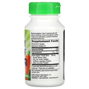 Thành phần vi chất của Nature's Way Garden Veggies 60 Vegan Capsules 033674147931