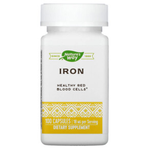 Thực phẩm bổ sung Nature's Way Iron 18 mg 100 Capsules 033674410417