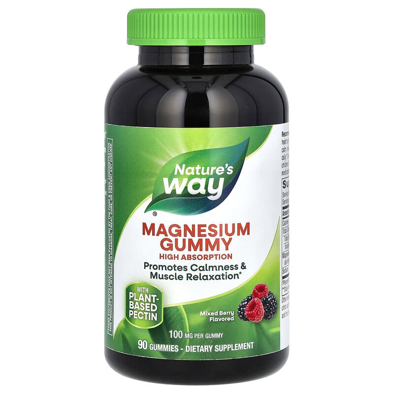 Vitamin nhai Magnesium Nature's Way vị trái cây hỗn hợp 100 mg 90 viên 10 nature s way magnesium gummy mixed berry 100 mg 90 gummies 139558 033674146026