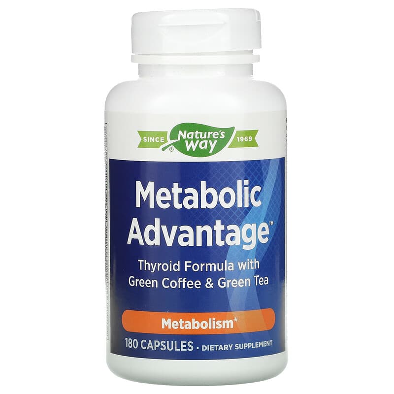 Viên uống hỗ trợ chức năng tuyến giáp Nature's Way Metabolic Advantage với chiết xuất cà phê xanh & trà xanh, 180 viên 10 nature s way metabolic advantage thyroid formula with green coffee green tea metabolism 180 capsules 7123 763948043507