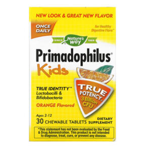 Thực phẩm bổ sung Nature's Way Primadophilus Kids Age 2-12 Orange Flavored 3 Billion CFU 30 Chewable Tablets 033674142424