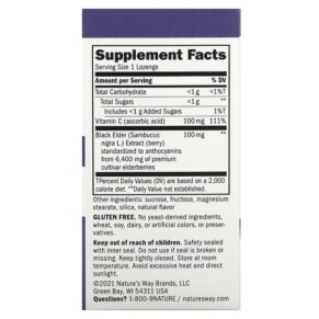 Thành phần vi chất của Nature's Way Sambucus Elderberry Original Lozenges 30 Lozenges 033674140017