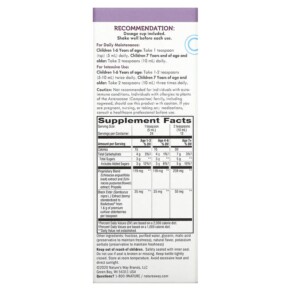 Thành phần vi chất của Nature's Way Sambucus for Kids Standardized Elderberry Immune Syrup 4 fl oz (120 ml) 033674069738