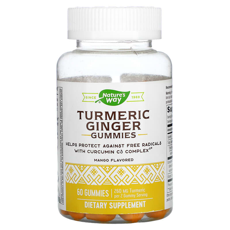 Viên ngậm nghệ gừng vị xoài Nature's Way Turmeric Ginger Gummies 130 mg 60 viên 10 nature s way turmeric ginger gummies mango 130 mg 60 gummies 110267 033674137512
