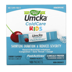 Thực phẩm bổ sung Nature's Way Umcka ColdCare Kids FastActives For Ages 6 and Up Cherry 10 Powder Packets 033674601662