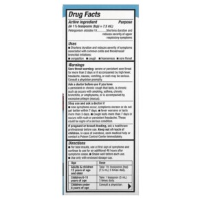 Thành phần vi chất của Nature's Way Umcka ColdCare Soothing Syrup Sugar Free Grape 4 fl oz (120 ml) 033674157947